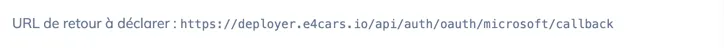 La ligne URL de retour à déclarer, avec son bouton de copie