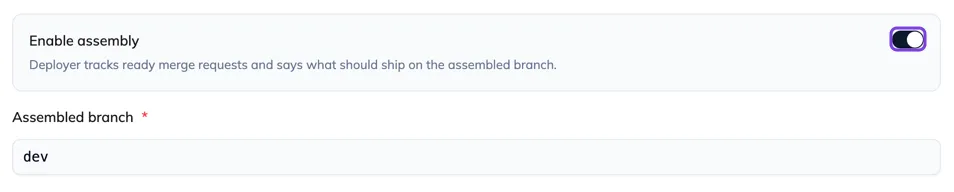 The module switch and the branch name field