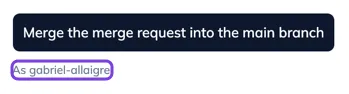 The mention under the button: on behalf of which account the merge will be done