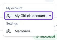 The My GitLab account entry in the workspace menu