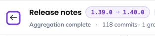 The back arrow of the Release notes screen
