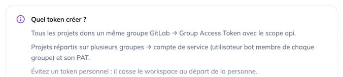 L'encart Quel token créer ?